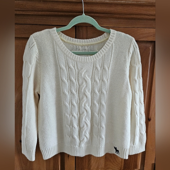 Abercrombie & Fitch Sweaters - Vintage Abercrombie & Fitch Cable Knit Sweater Womens L Cream Ivory Crew Neck